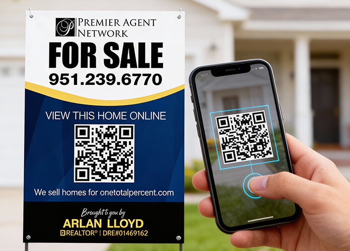 Real estate sign attracting buyers